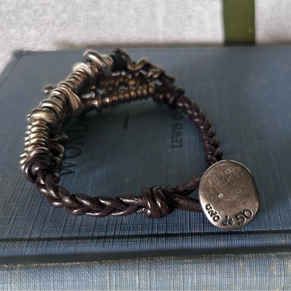 Handmade Leather & Bead Bracelet